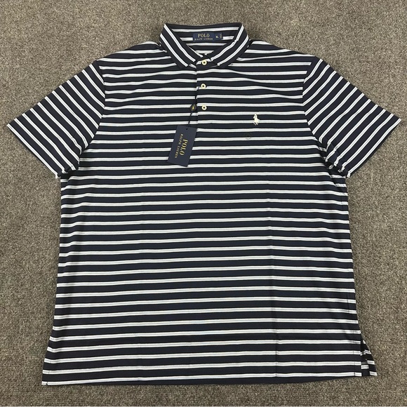 Polo by Ralph Lauren Men's Classic Navy and White Striped Polo Shirt XL Preppy - Picture 1 of 6